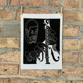 Ron Carter, 1964 | Jazz | Double Bassist | Linocut Print | Wall Art