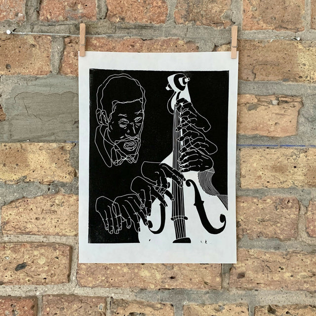 Ron Carter, 1964 | Jazz | Double Bassist | Linocut Print | Wall Art