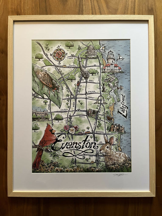 Evanston Map, Framed