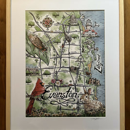 Evanston Map, Framed