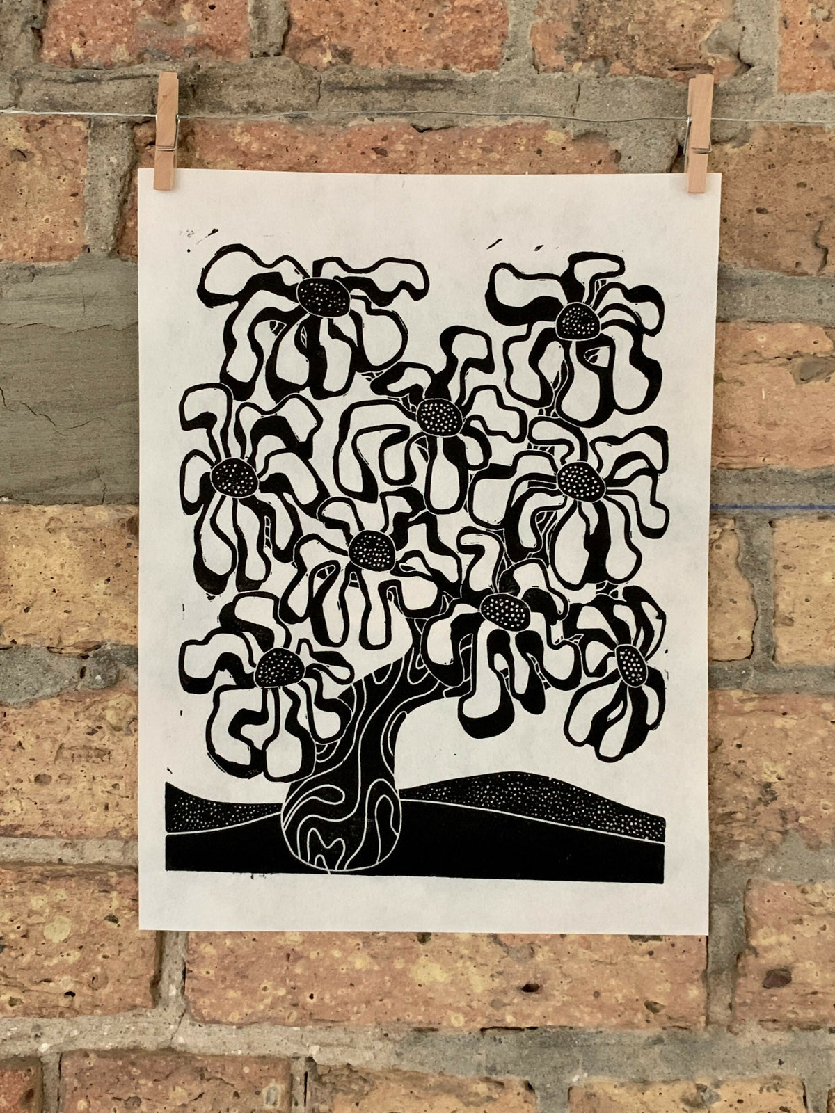 Spring Bloom | City Scenes | Landscape, Spring Tree, Chicago | Linocut Print | Wall Art