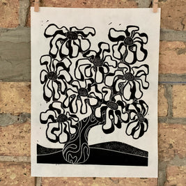 Spring Bloom | City Scenes | Landscape, Spring Tree, Chicago | Linocut Print | Wall Art