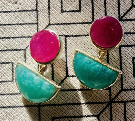 Copy of Ruby. Amazonite Earrings