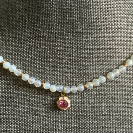 opalite necklace with 8mm vintage crystal charm