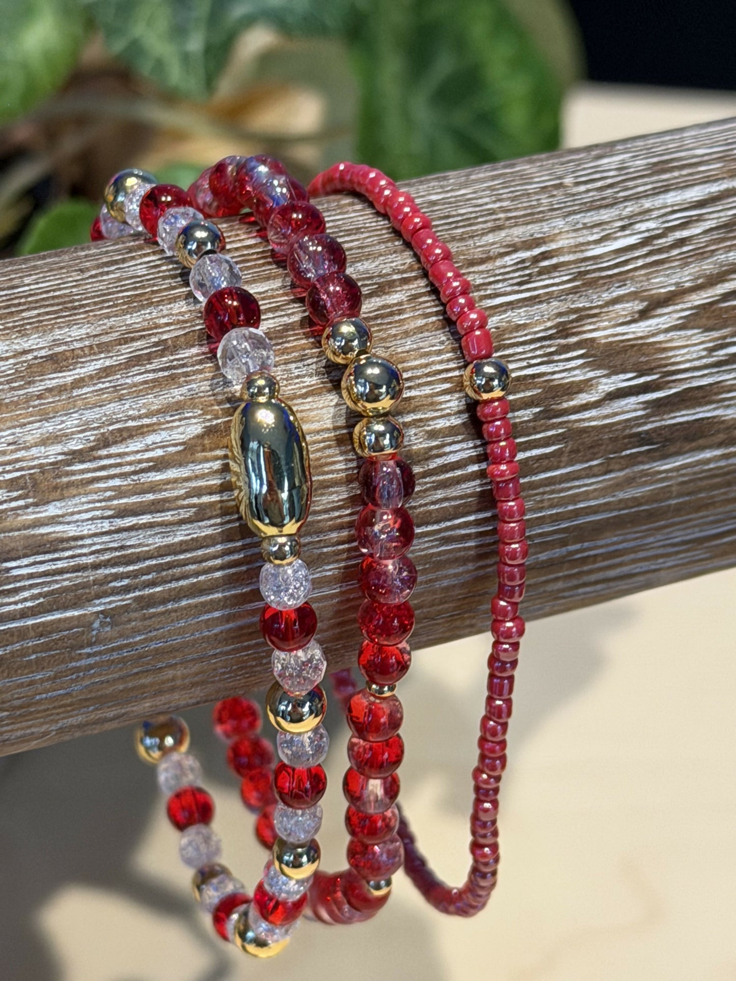 Candy Cane Holiday Bracelet Trio Set