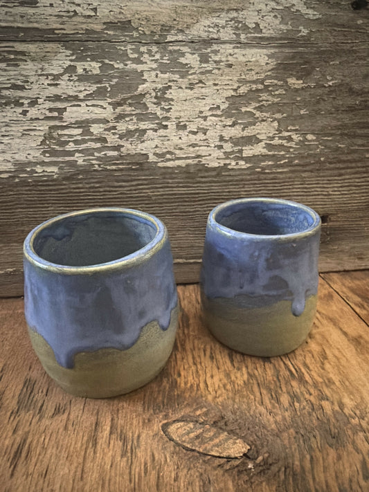 Curved Wine cups - small blue green
