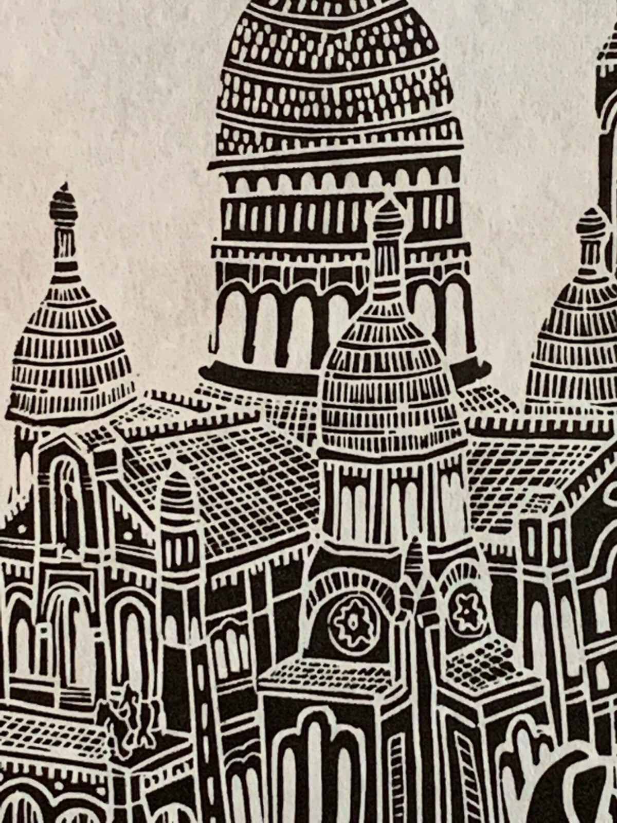 Basilica Sacre Coeur Hand | Sacre-CÅ“ur, Monmartre, Paris, France | Handscape | Linocut Print | Wall Art