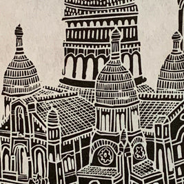 Basilica Sacre Coeur Hand | Sacre-CÅ“ur, Monmartre, Paris, France | Handscape | Linocut Print | Wall Art