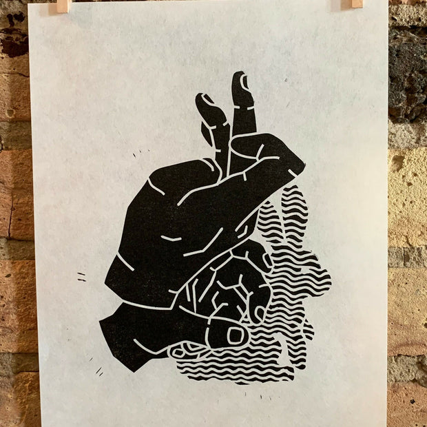 Rabbit | Shadow Puppets | Linocut Print | Wall Art