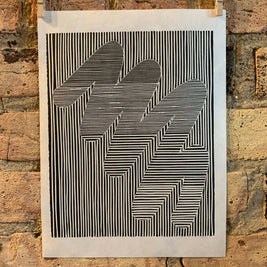 Round Brush / Moire 16 | Optical Illusion | Linocut Print | Wall Art