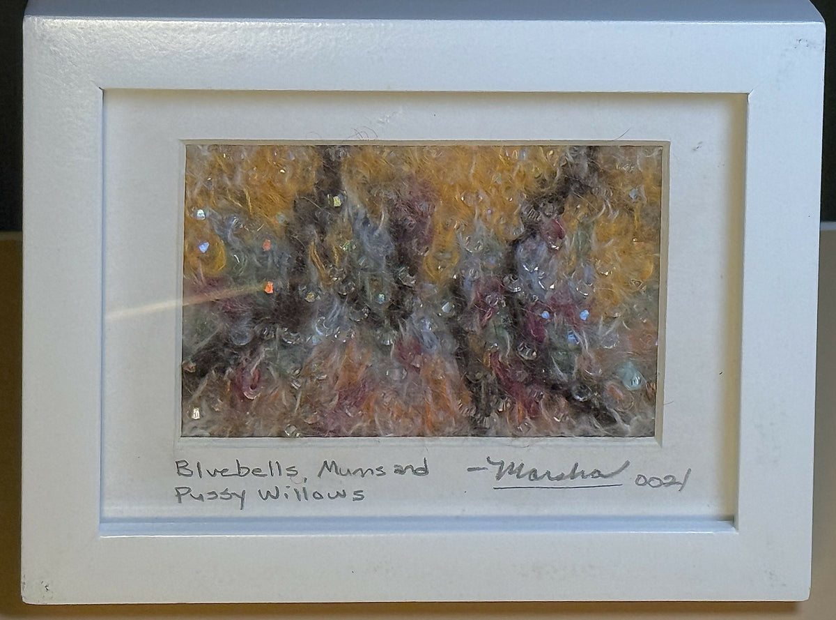 "Bluebells, Mums and Pussy Willows" Crystal Knit Watercolor Effect Autumn Landscape (small frame)