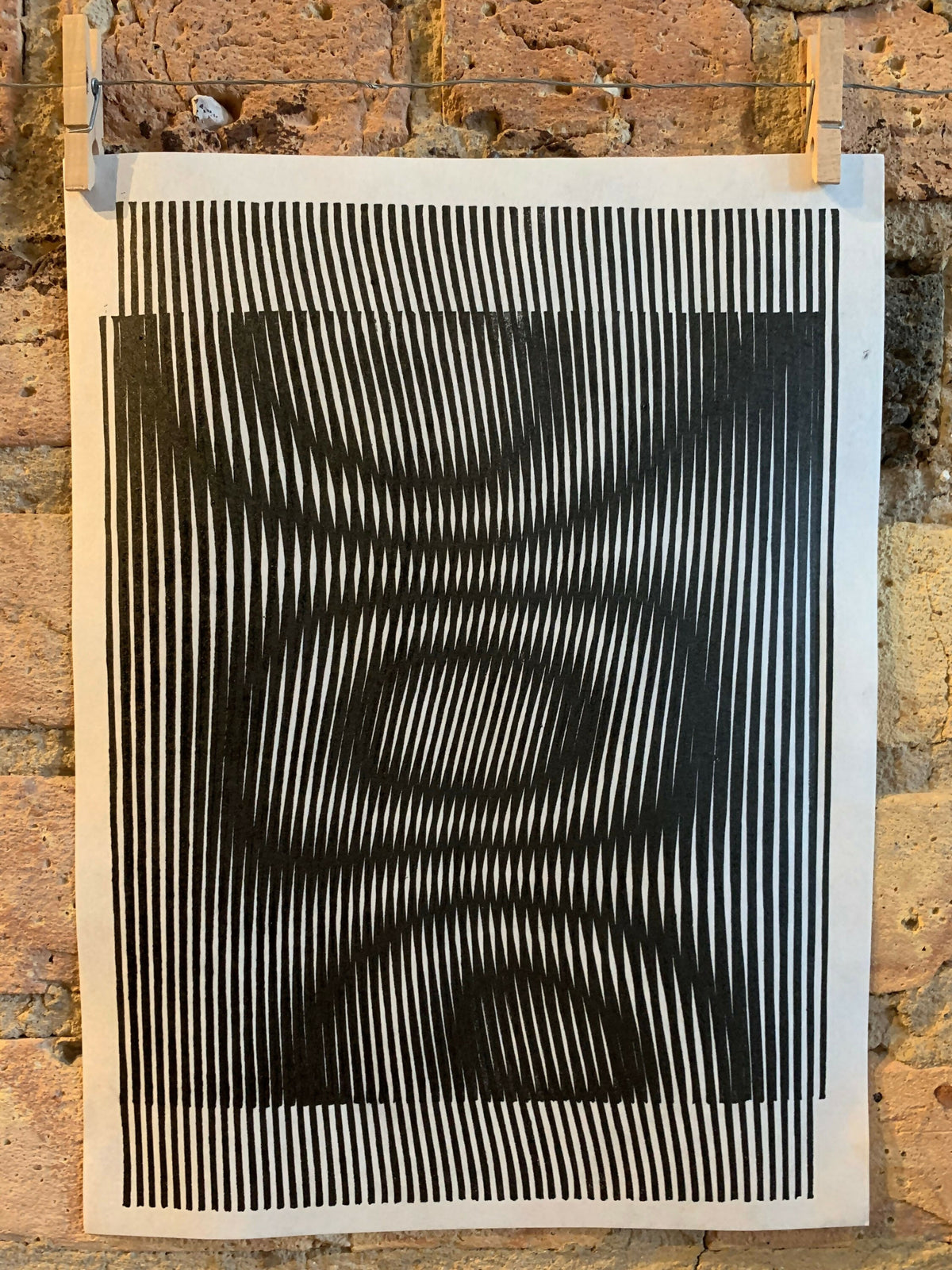 Whirl / Moire 06 | Linocut Print | Wall Art | Optical Illusion