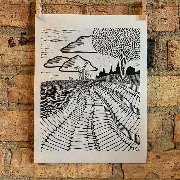 Lake Shore Drive 08 | Chicago Skyline | Linocut Print | Wall Art
