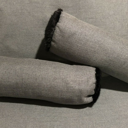 Gray linen Bolsters with Mink Trim
