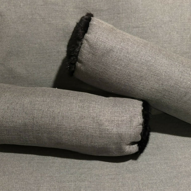 Gray linen Bolsters with Mink Trim