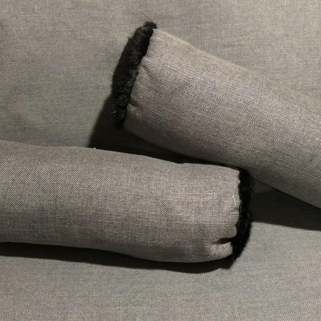 Gray linen Bolsters with Mink Trim
