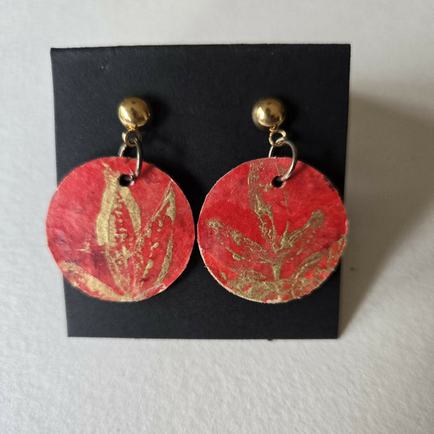 Small handpainted disk earrings