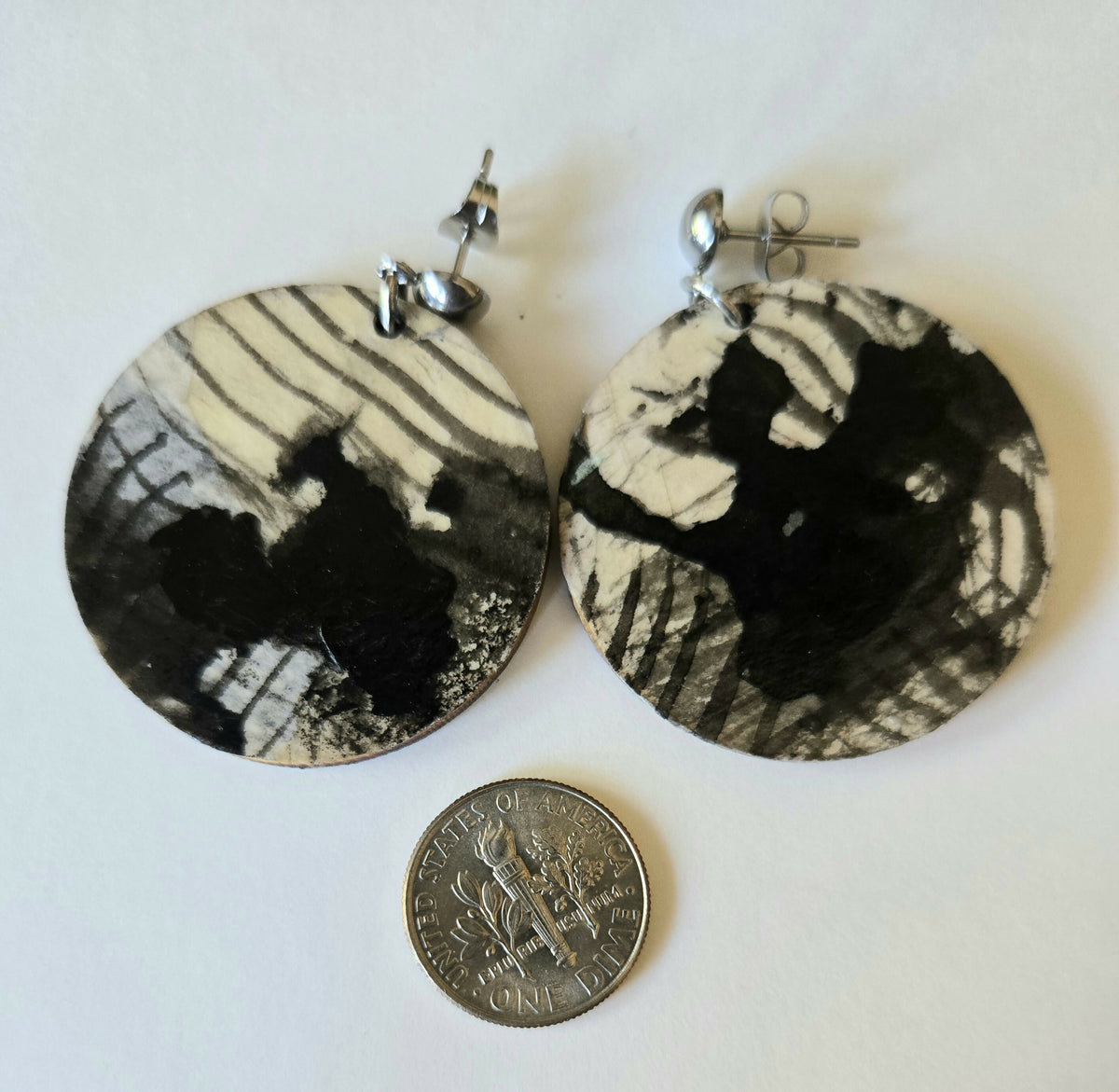 Large hand-painted earrings