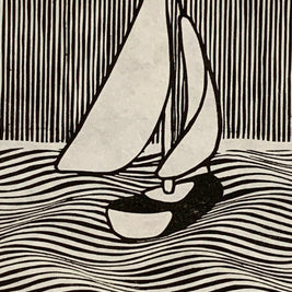 Sailboat, Lake Michigan / Moire 20 | Linocut Print | Wall Art