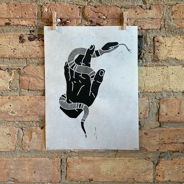 Snake Charmer | Linocut Print | Wall Art