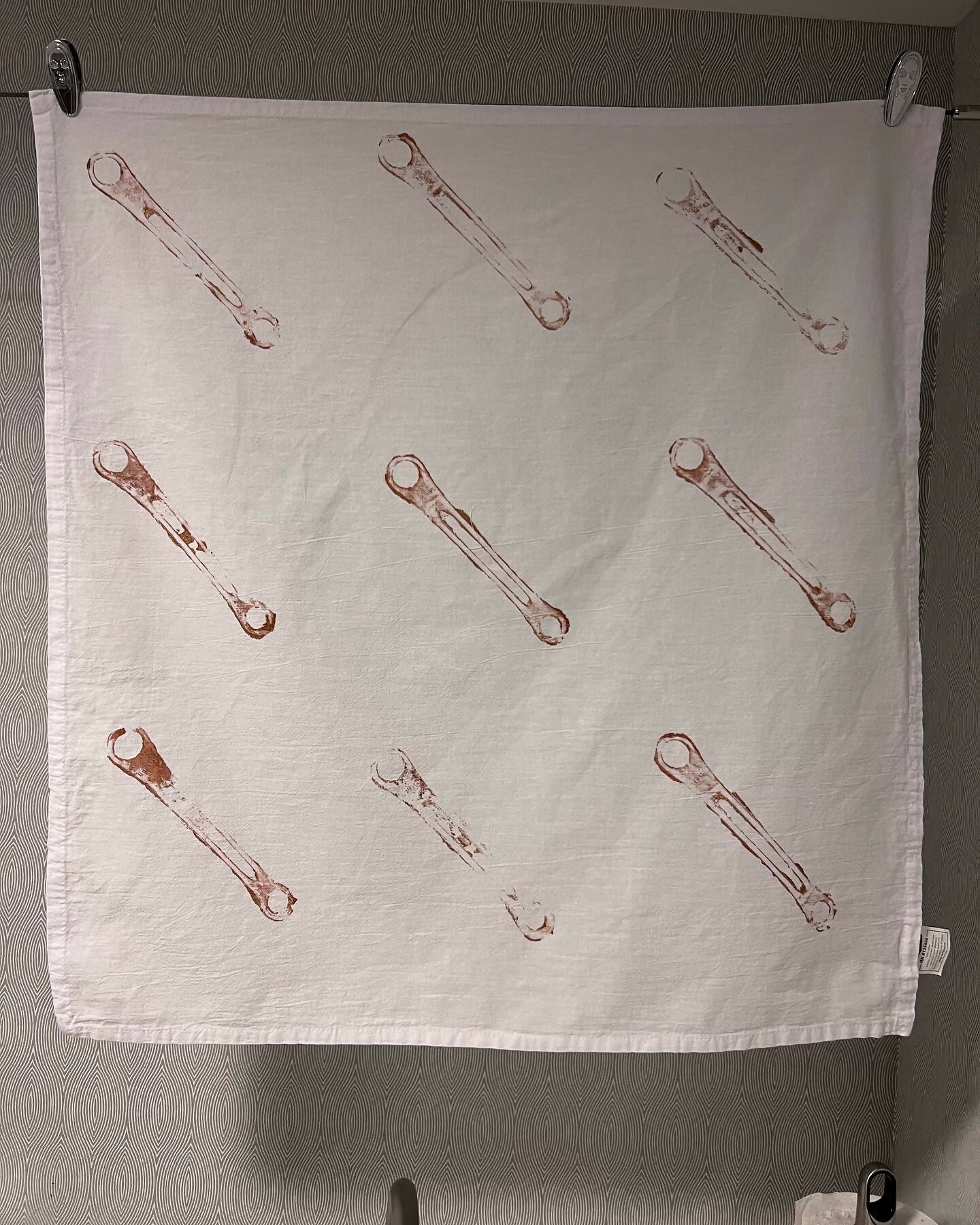Handprinted tea towel