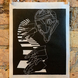Thelonius Monk, 1965 | Jazz Pianist | Linocut Print | Wall Art