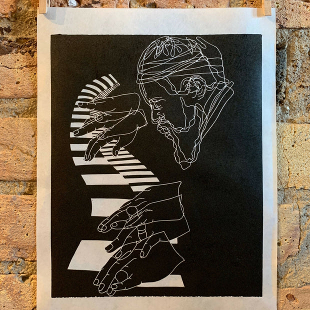 Thelonius Monk, 1965 | Jazz Pianist | Linocut Print | Wall Art