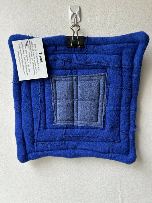 Upcycled Wool Trivet - Blues