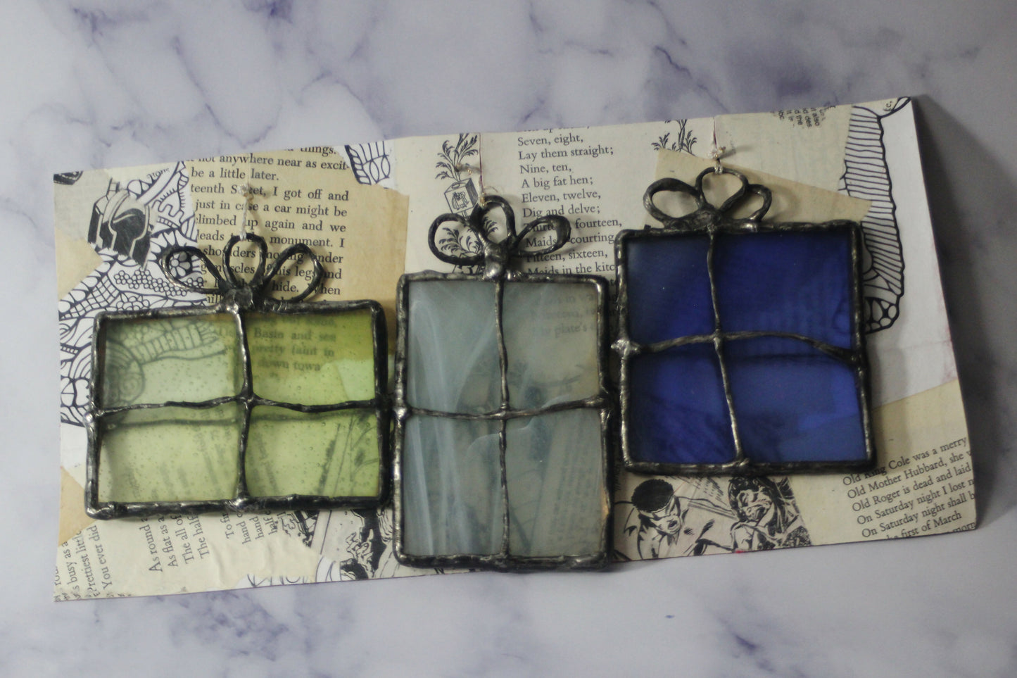 3pc Recycled Glass Gift Ornament Set