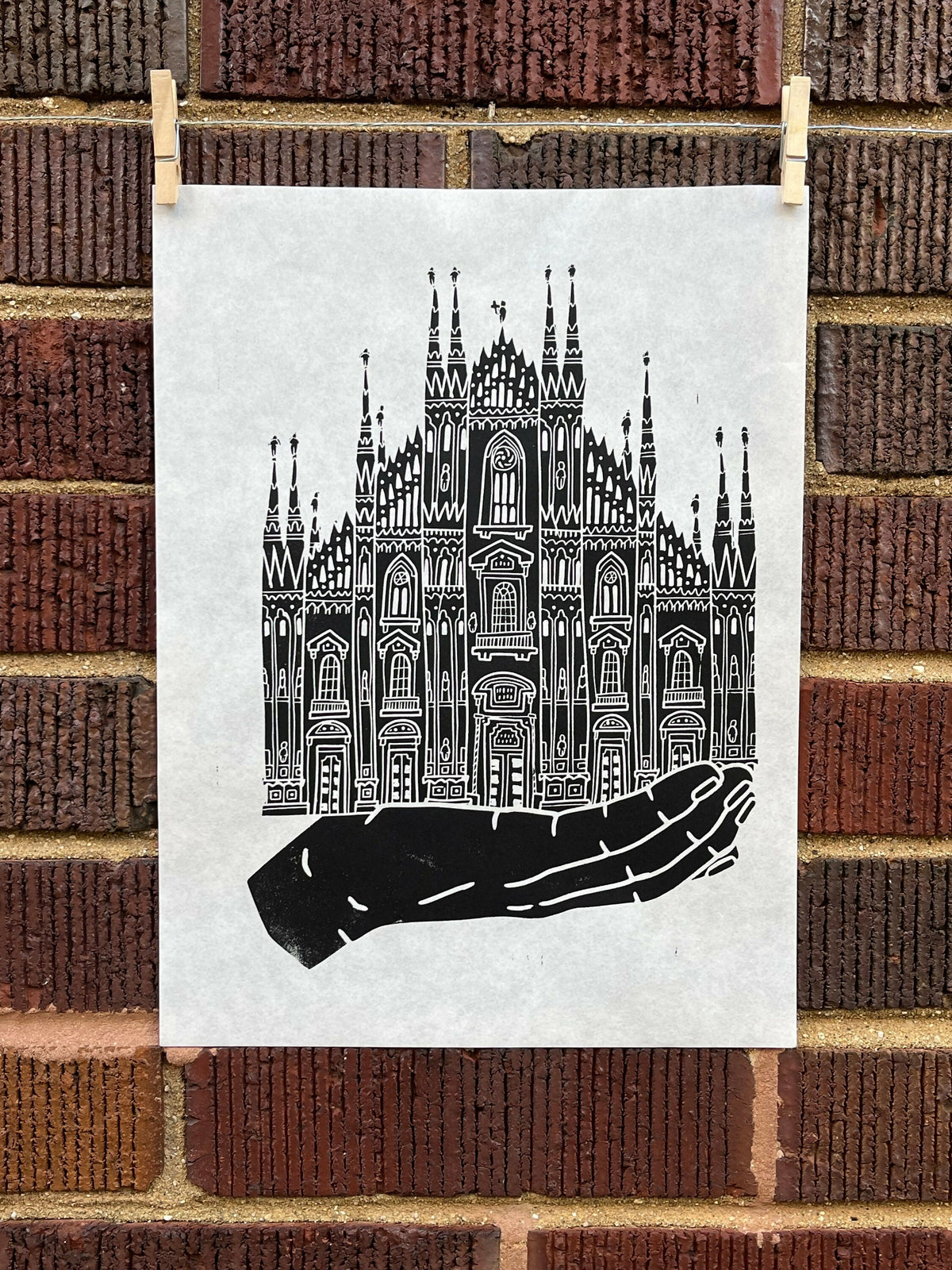 Duomo di Milano Hand | Handscape | Linocut Print | Wall Art