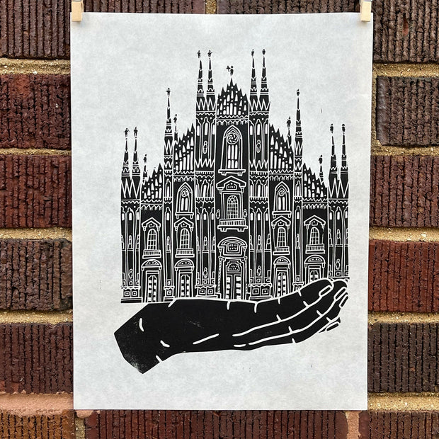 Duomo di Milano Hand | Handscape | Linocut Print | Wall Art