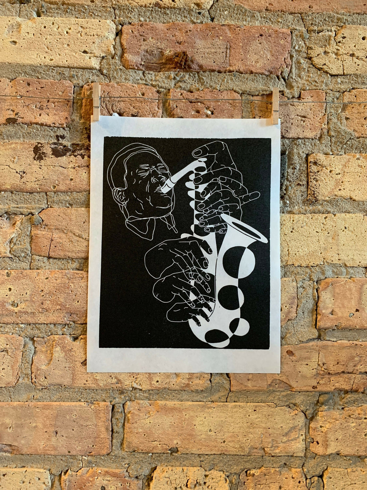 John Coltrane, 1965 | Jazz Sax Saxophone | Linocut Print | Wall Art