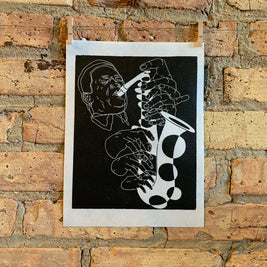 John Coltrane, 1965 | Jazz Sax Saxophone | Linocut Print | Wall Art