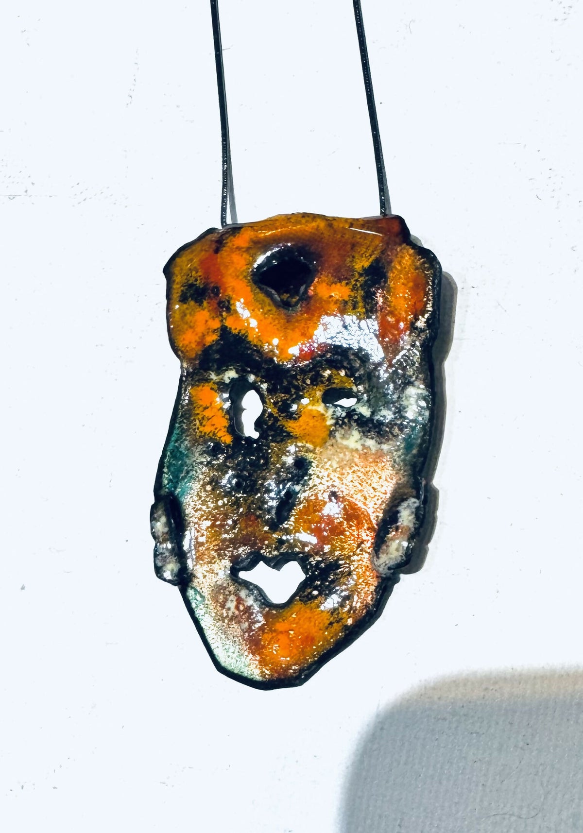 Catrina or Skull enamel pendant