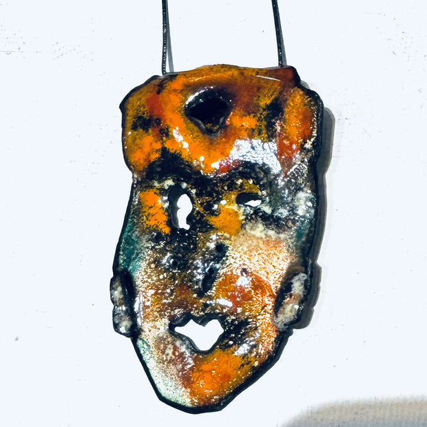 Catrina or Skull enamel pendant