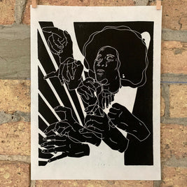 Alice Coltrane, Turiyasangitananda | Jazz Harpist | Linocut Print | Wall Art