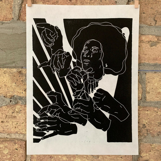Alice Coltrane, Turiyasangitananda | Jazz Harpist | Linocut Print | Wall Art