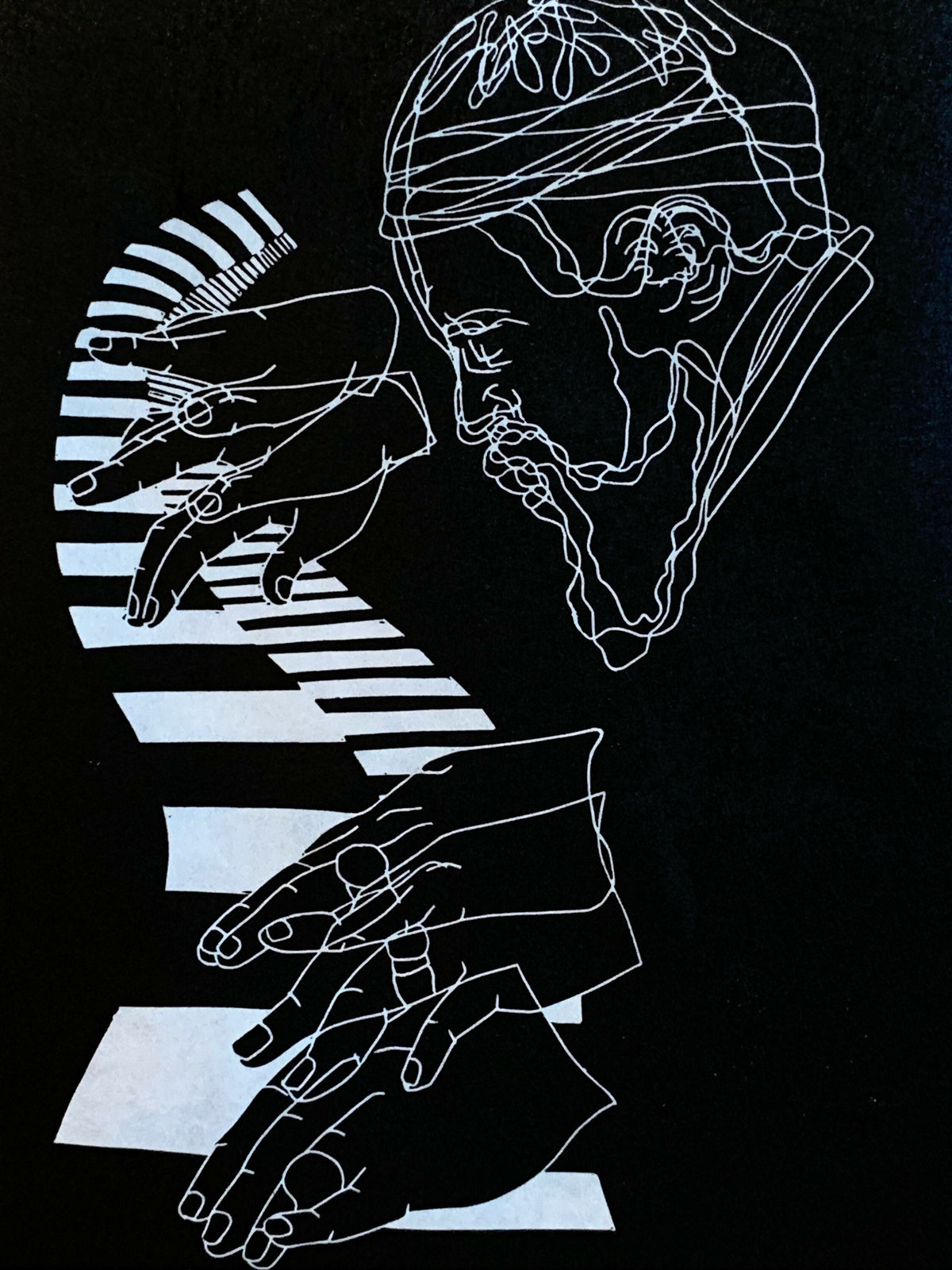 Thelonius Monk, 1965 | Jazz Pianist | Linocut Print | Wall Art
