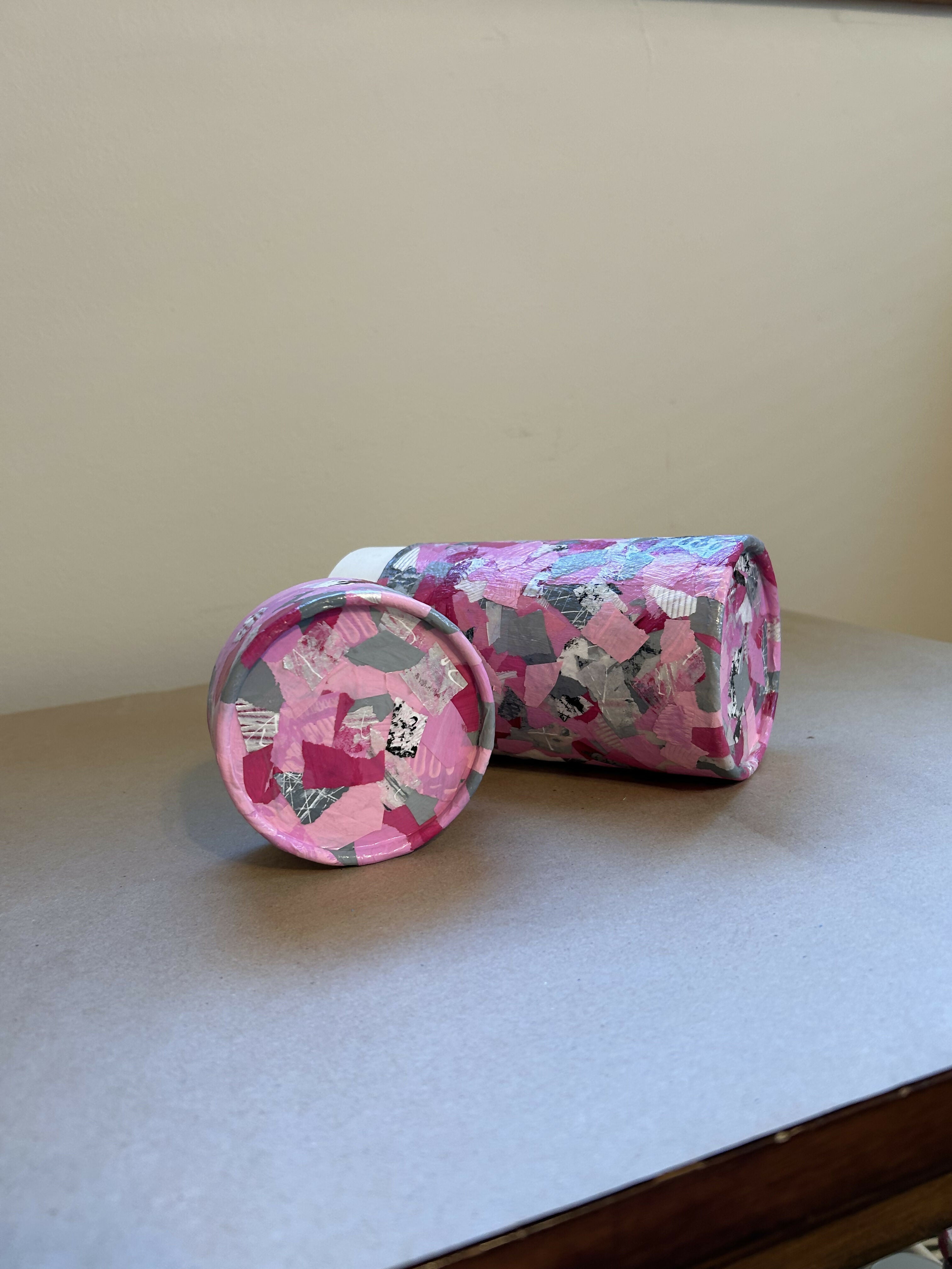 Mixed Media Art Canister- Tall