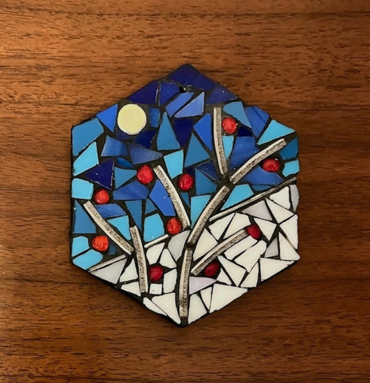 Mosaic Ornament: Branches in Snow