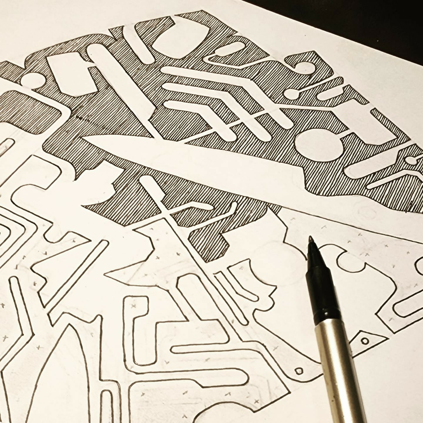 "Trolling the Comments" - ink drawing