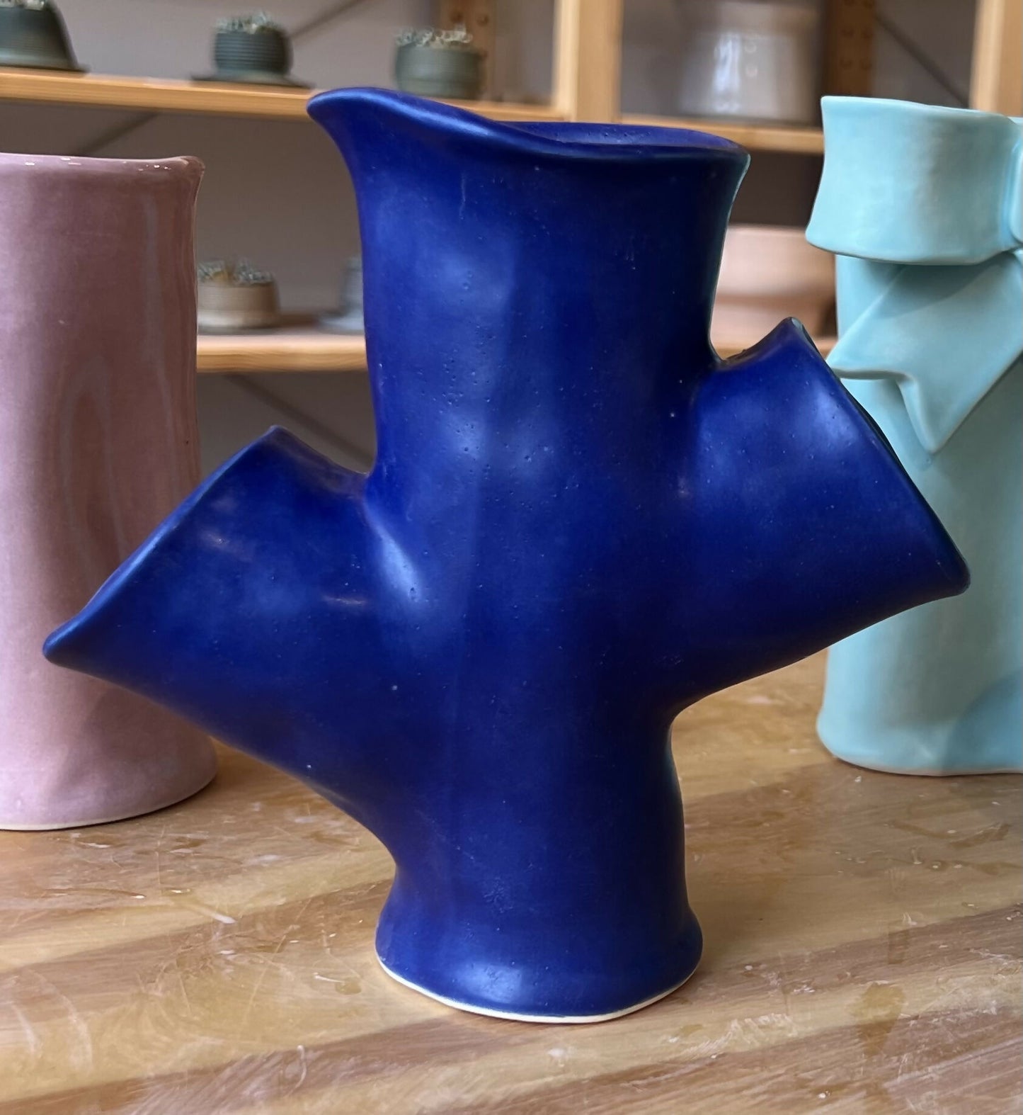 Dark blue vase -7” tall