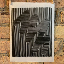 Round Brush / Moire 16 | Optical Illusion | Linocut Print | Wall Art