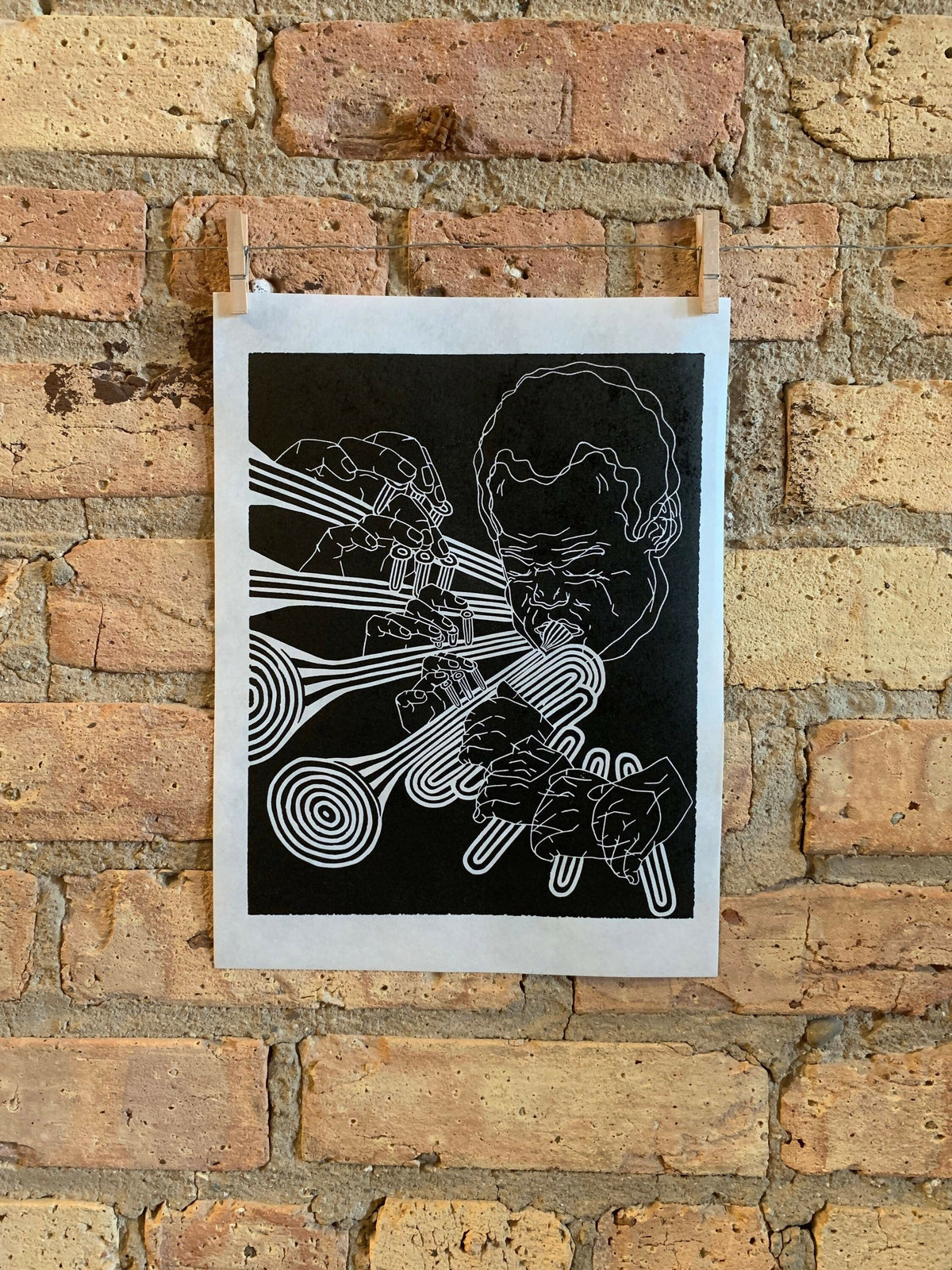 Miles Davis, 1969 | Jazz Trumpet | Linocut Print | Wall Art