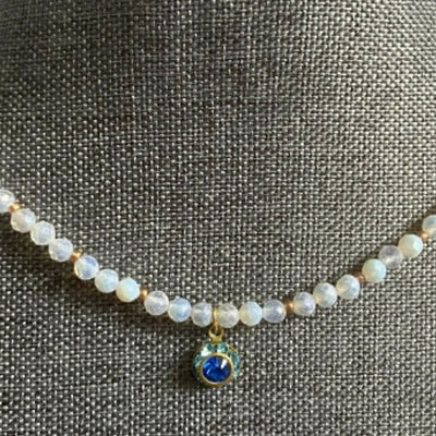 opalite necklace with 8mm vintage crystal charm