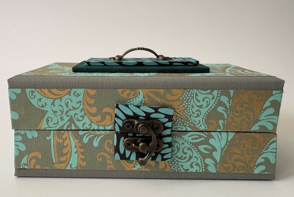 Mint and Gold Paisley Toolbox