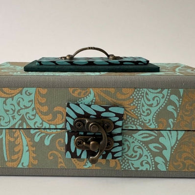 Mint and Gold Paisley Toolbox