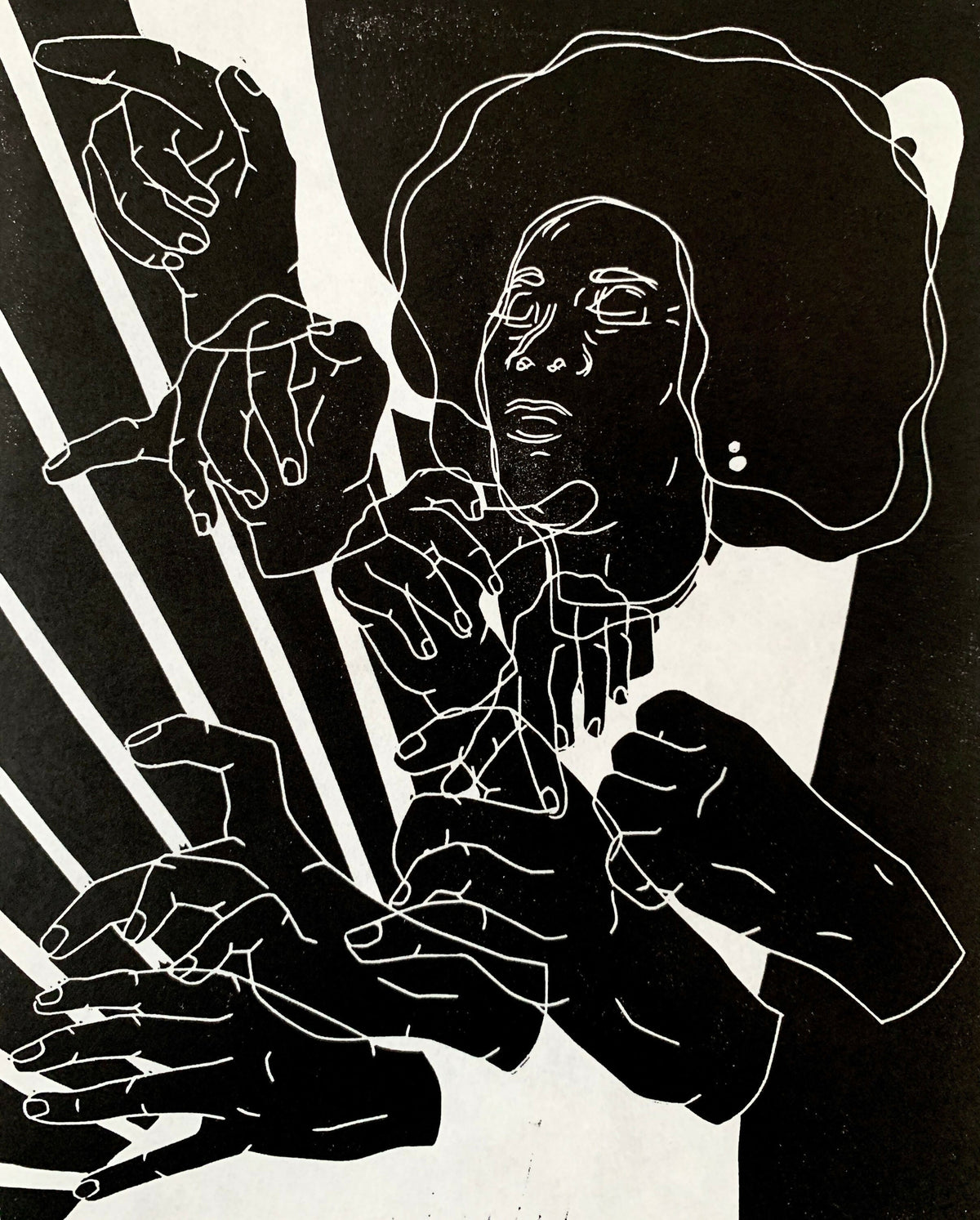 Alice Coltrane, Turiyasangitananda | Jazz Harpist | Linocut Print | Wall Art