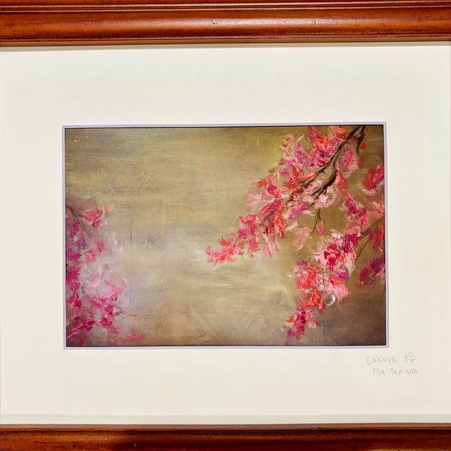 Sakura, Acrylic paint on print ( in 8 x 10 frame)