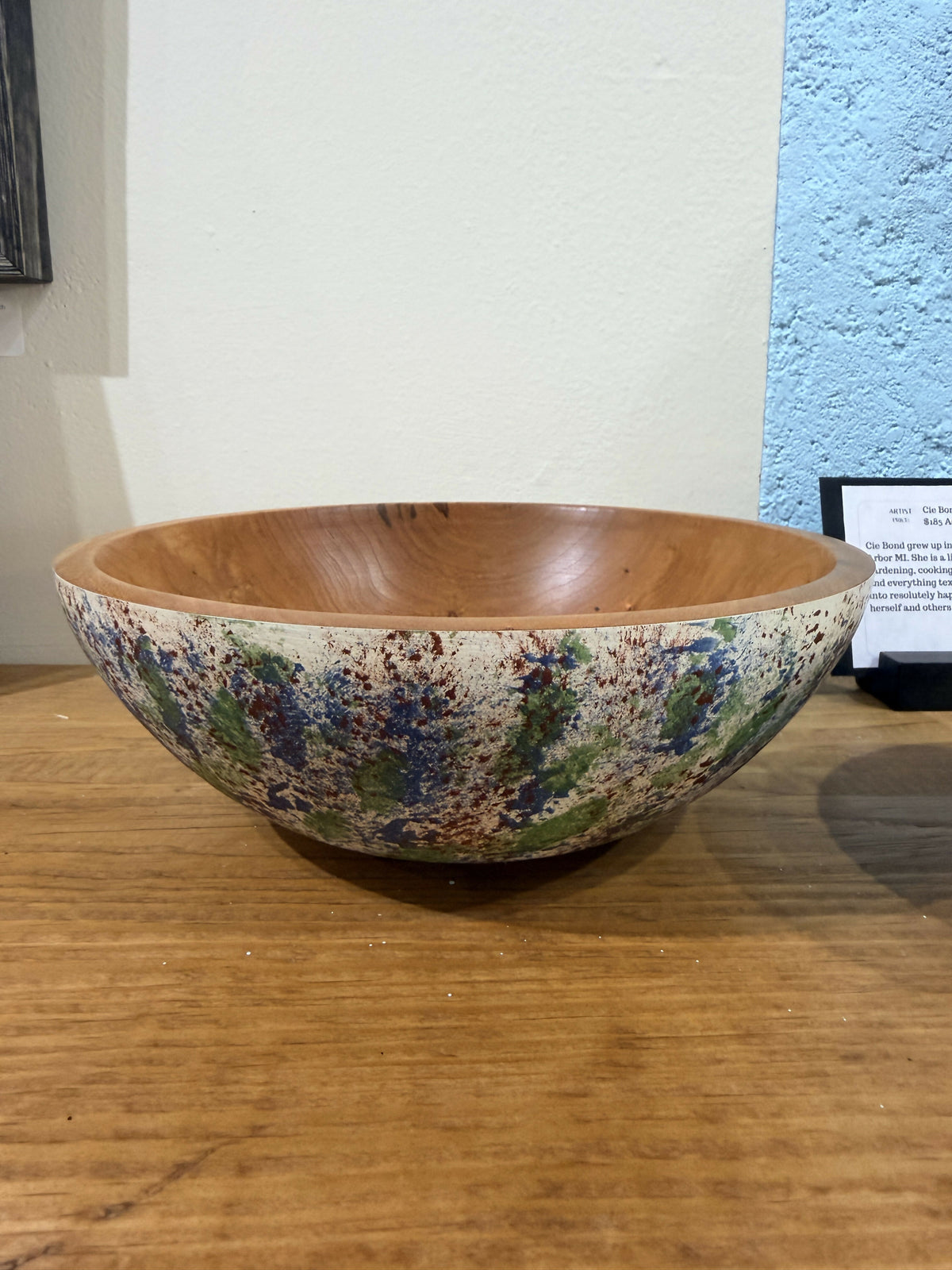 8" Painted wood turned bowl